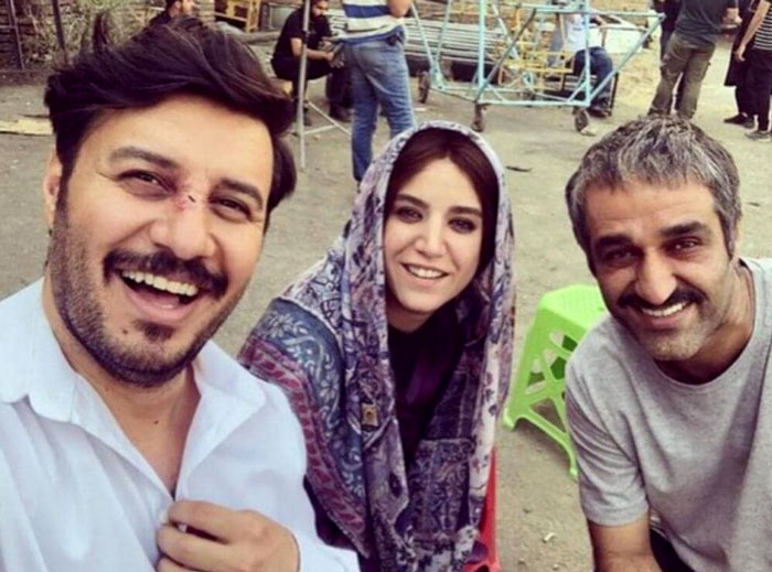 جواد عزتی، ستاره پسیانی و پژمان جمشیدی در پشت صحنه فیلم دوزیست
