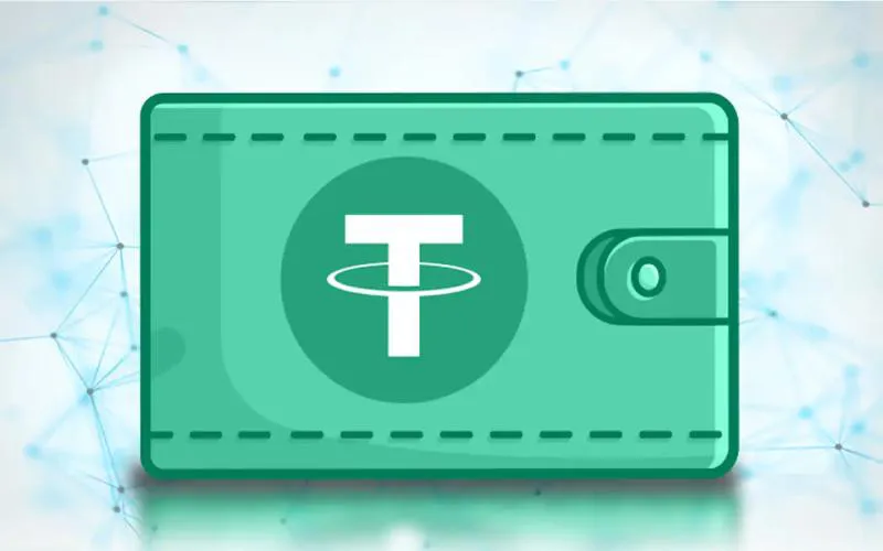 A green wallet with a logo