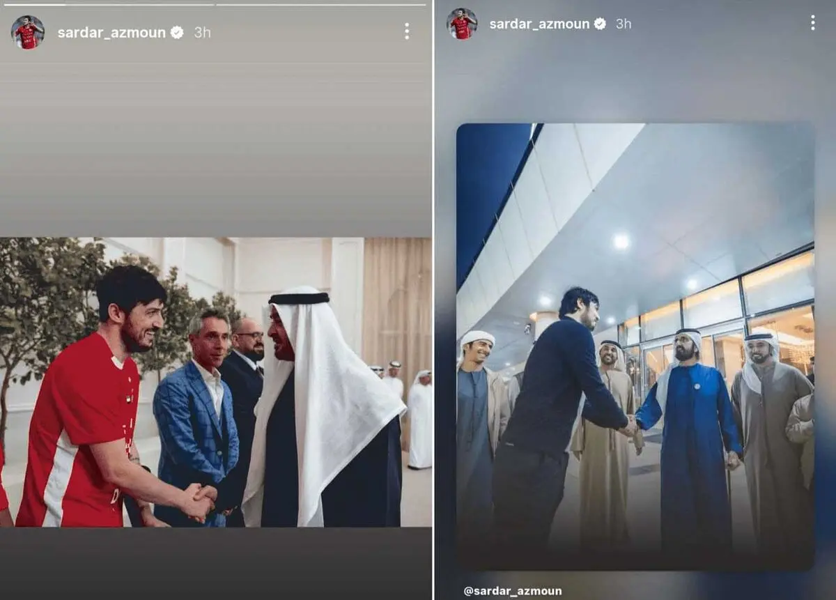 سردار آزمون در کنار شیخ محمد بن راشد آل مکتوم، حاکم دبی