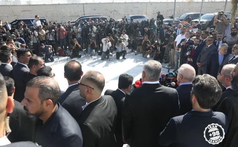 حضور خبرنگاران در محل سخنرانی قالیباف در عراق