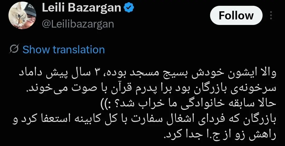 توئیت لیلی بازرگان